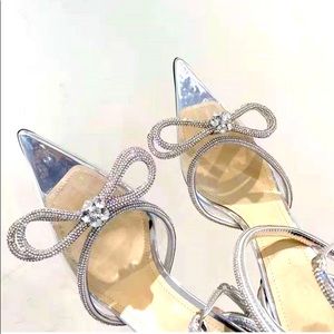 NEW Rhinestone Clear Bow Heels